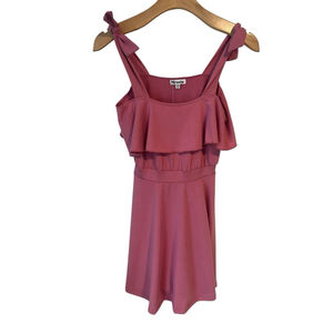 Mirawise Tiered Dress Girls Size 8-9 Sleeveless Rose Color Midi Tie Shoulder NWT